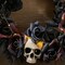 Creepy Halloween Skull and Dead Roses Wreath Decoration 23 1/2 Inches